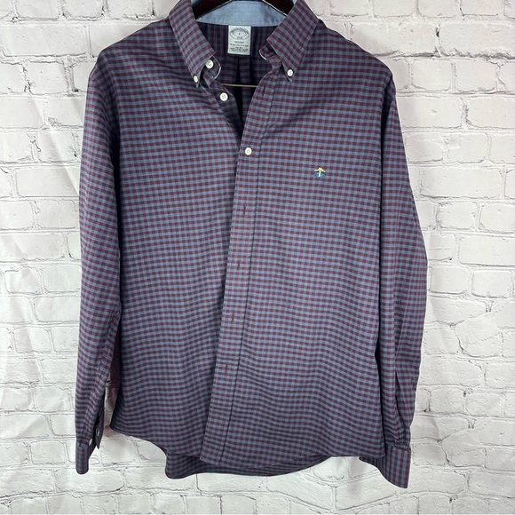 Brooks Brothers regent gingham plaid Button Down Shirt sz L preppy office - Picture 1 of 6